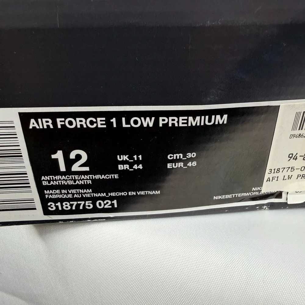 Nike Air Force 1‎ Low Premium Anthracite Court Purple 318775-021 Mens 12